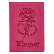 Обложка для паспорта STAFF, бархатный полиуретан, "Роза", розовая