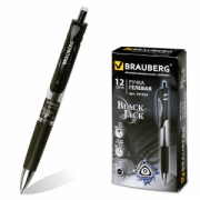 ручка гел. авт. Brauberg Black Jack корпус трехгранный, резиновый держатель, черная 0,7мм