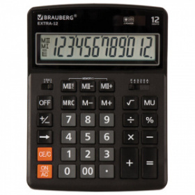 Калькулятор настол.12 разряд BRAUBERG EXTRA-12-BK (206x155 мм),  
