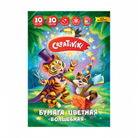 Бумага цв. 10л.10 цв. Creativiki А4, 45 г/м2 на скрепке