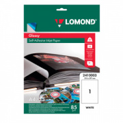 Бумага д/фото Lomond  струйной печати САМОКЛЕЯЩАЯСЯ, А4, 85 г/м2, 25 листов, глянцевая 2410003