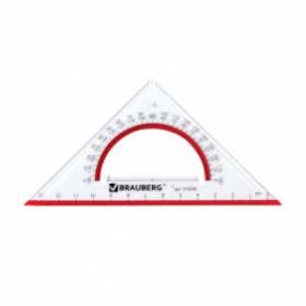 Треугольник пластик, угол 45, 13 см, BRAUBERG, с транспортиром